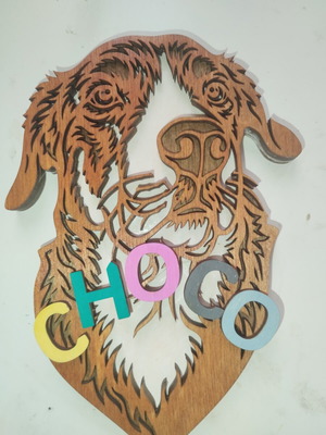 Wooden dog decoration, custom order, 10 cm