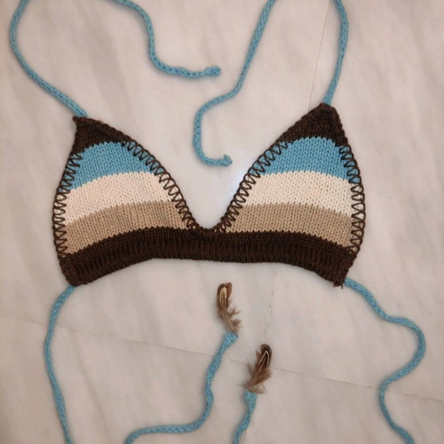 Phard knitted vintage 90s top/bikini like new, white and brown