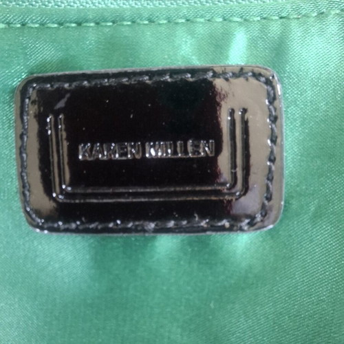 Karen Millen Black and Green Handheld Clutch Bag like new