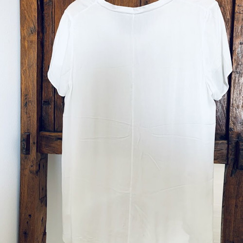 Asymmetric V-neck blouse new, size S-M, white