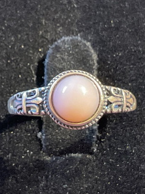 Pink opal silver ring one size