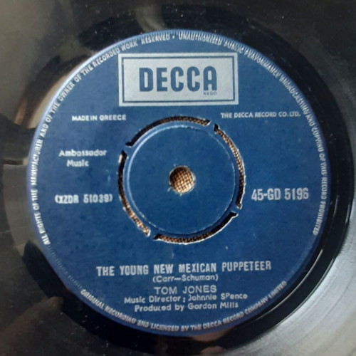 Tom Jones The Young New Mexican Puppeteer 7" single μεταχειρισμένο, pop