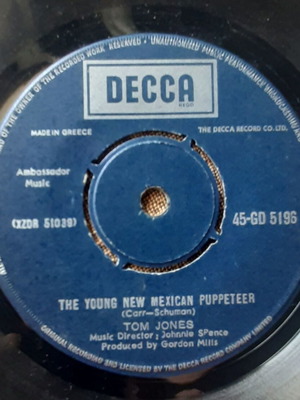 Tom Jones The Young New Mexican Puppeteer 7" single μεταχειρισμένο, pop
