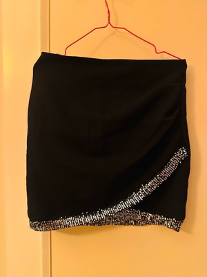 Mini black skirt with silver sequins new