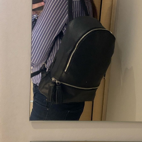 Black backpack used with 2 external and 1 internal pocket