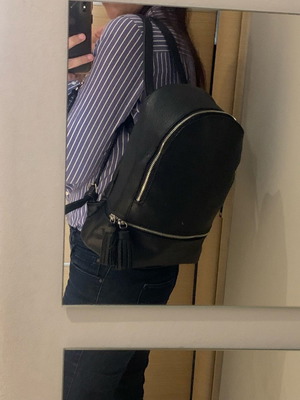 Black backpack used with 2 external and 1 internal pocket