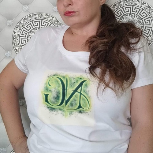 Freedom women's designer t-shirt new, white, green print