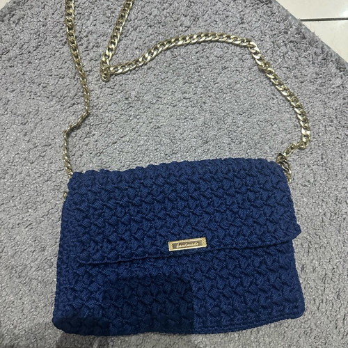 Handmade bag with dark blue thread new
