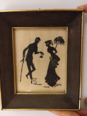 Handmade embroidery in vintage frame 17x20