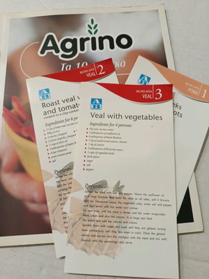 Three recipe sheets and Agrino magazine like new
