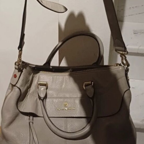 Vince Camuto bag gray leather crossbody and handheld like new