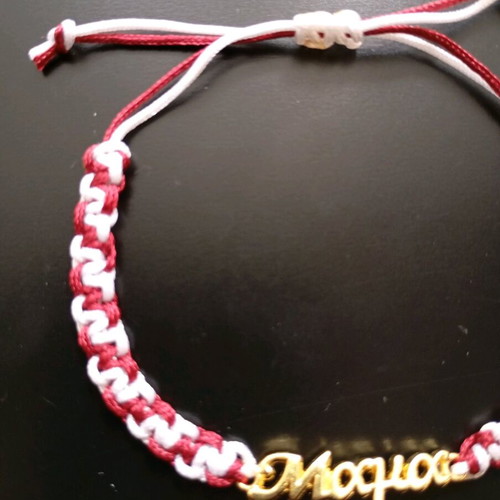 Mama bracelet new, large letter size, red and white, handmade