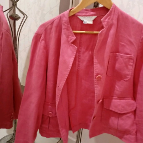 Zara women's jacket used, pink linen, unlined, size M