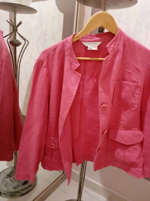 Zara women's jacket used, pink linen, unlined, size M