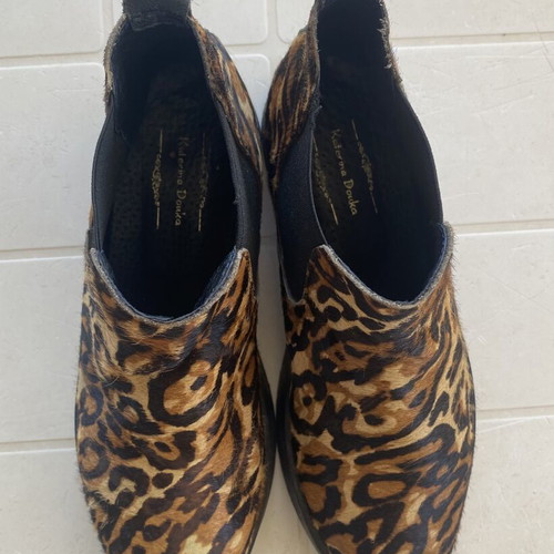 Katerina Douka women's ankle boots like new, animal print, size 37