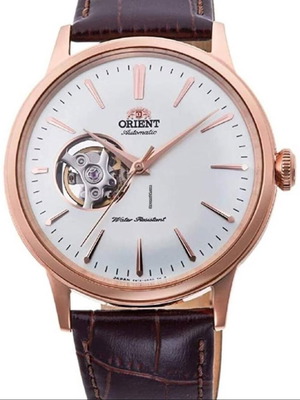 Orient Bambino Open Heart RA-AG0001S men's watch with brown leather strap new