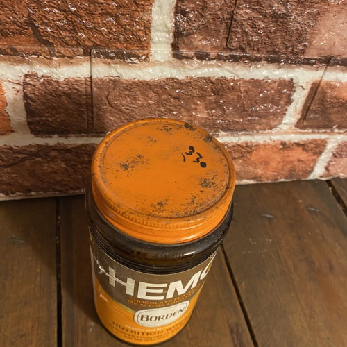 Hemo glass packaging 1985, used, with cap