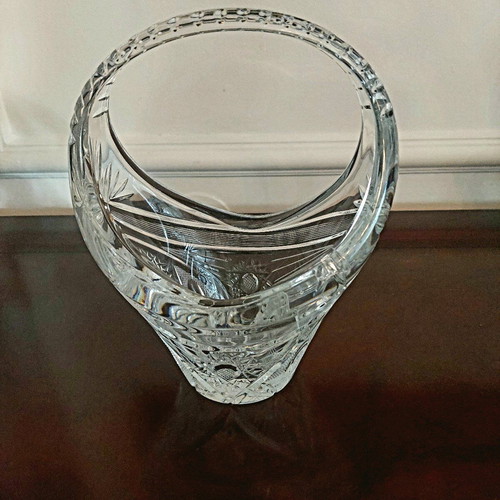 Crystal fondue bowl used, Czech origin with small internal crack