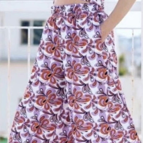 Set palazzo pants crop top printed new, purple