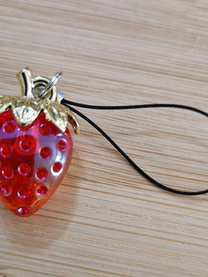 Strawberry keychain new handmade red and gold