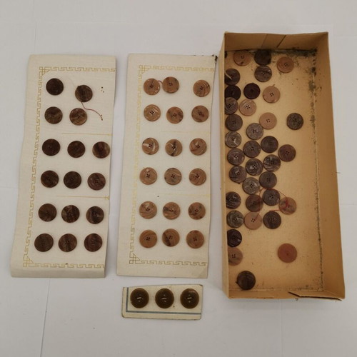 Brown bone buttons used, 1960s vintage, all together