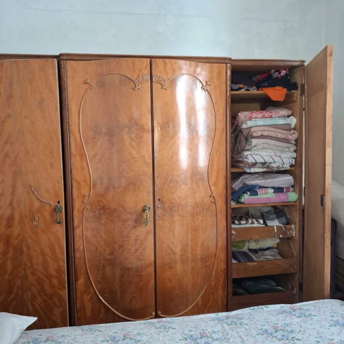 Vintage handmade antique wardrobe used, wooden