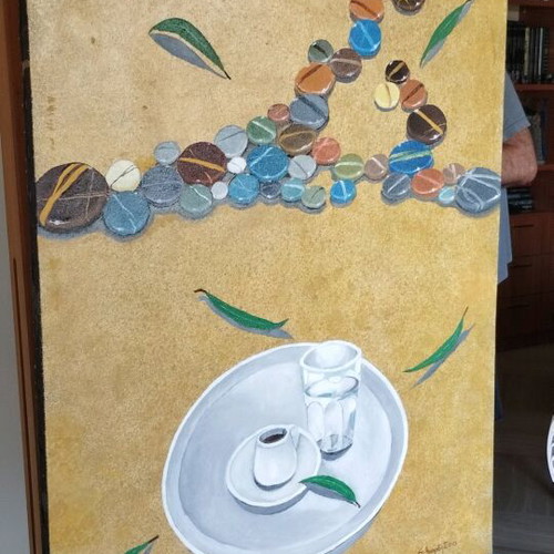 Oil painting on canvas Nature Morte original, 70×50 cm, Evripidis Amoiridis 2025