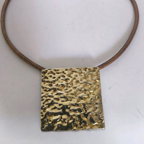 Silver large handmade pendant gold plated like new