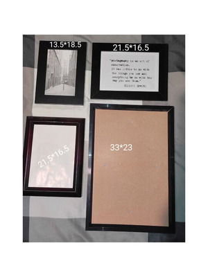 Photo frame set used, 3 black and 1 brown wooden gift
