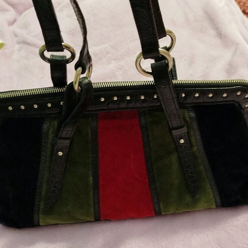 Mazzini vintage leather and velvet handbag like new