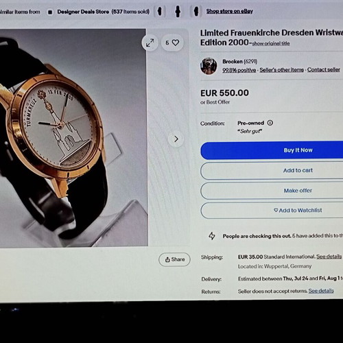 Sonderedition Frauenkirche Dresden wristwatch like new, leather strap