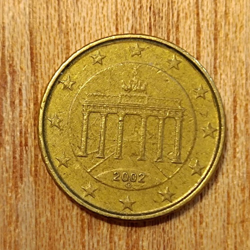 Germany 10 cent 2002 G used with double strike error