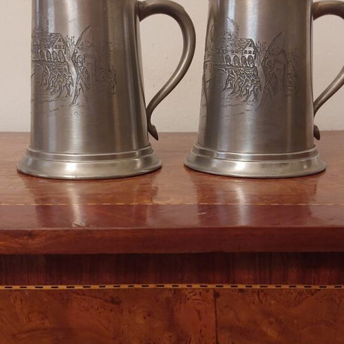 Shuler Pewter USA 1975 beer mug set, like new, collectible