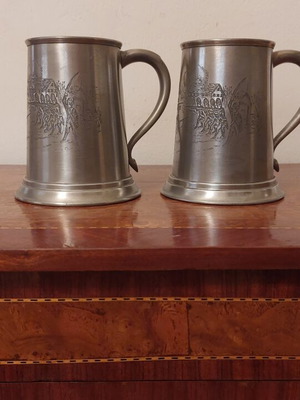 Shuler Pewter USA 1975 beer mug set, like new, collectible