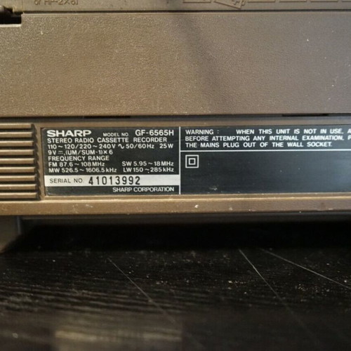 Sharp GF 6565-E portable radio cassette player used