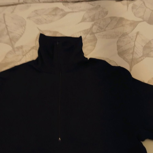 Cotton long sleeve dress shirt with zipper like new, dark blue