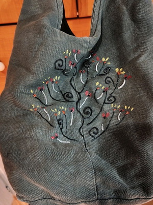 Fabric bag black with embroidery like new
