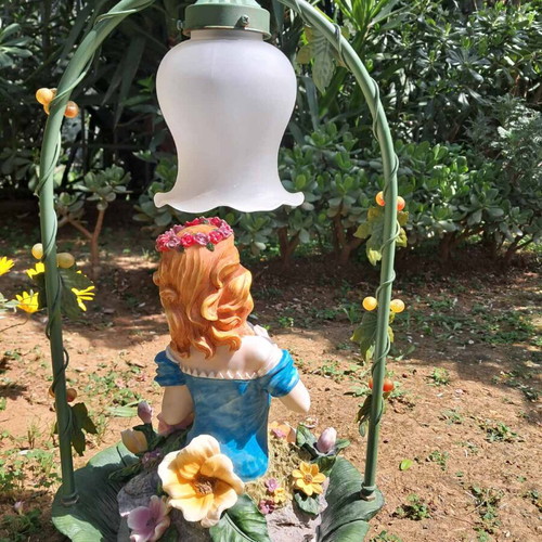 Vintage garden ornament refurbished resin and metal with dimmer light
