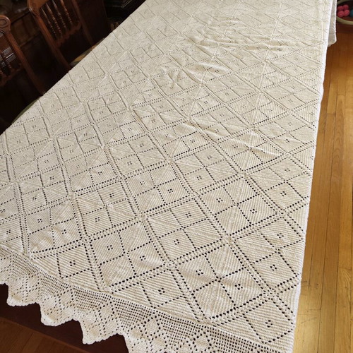 Knitted handmade blanket 200x250 used, beige