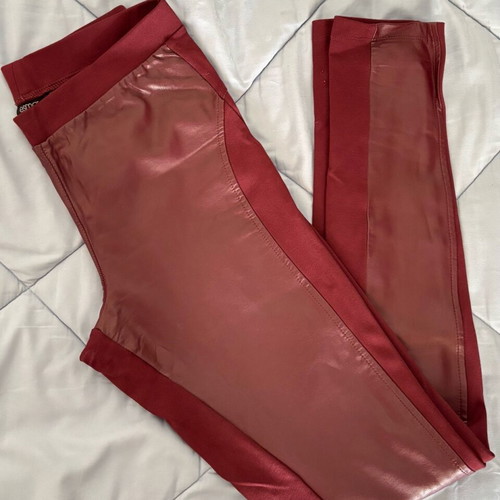 Esmara leggings with faux leather burgundy red like new size XS
