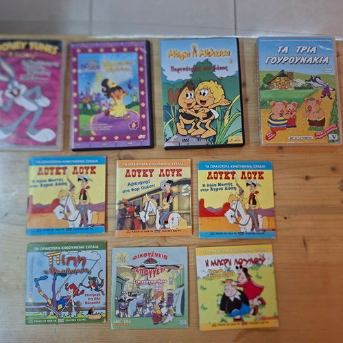 Collection of 10 children's animated DVDs with cases, dubbed