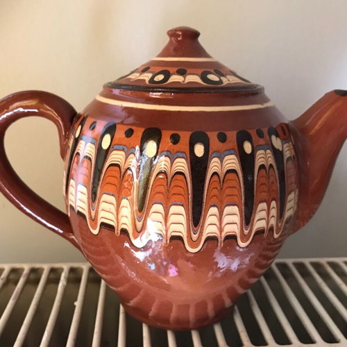 Ceramic teapot like new, handmade, folk art, Balkan style