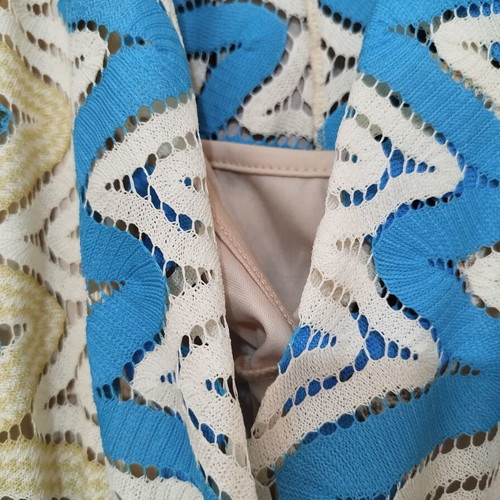 Zic Zac maxi dress like new, turquoise with beige lining, Greek made