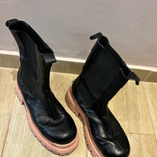 Chelsea Topshop boots used, leather, size 40, black-pink