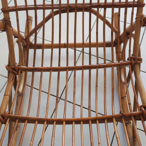 Handmade bamboo rocking chair, 40 years old