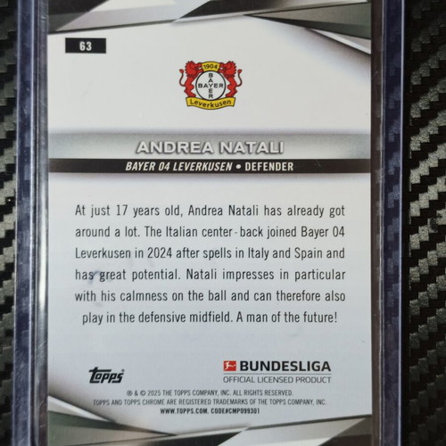 Andrea Natali Bayer 04 Leverkusen 2024-25 Topps Chrome Bundesliga Magenta Refractor RC #63
