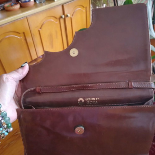 Goya leather envelope bag used, handmade
