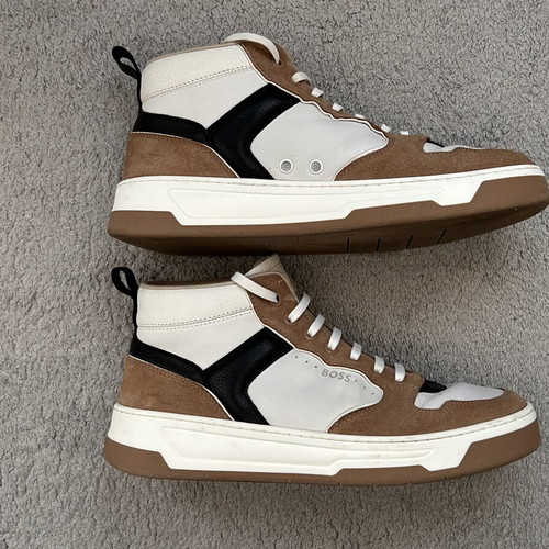 Hugo Boss Baltimore Hito leather sneakers size 40 like new, brown and white