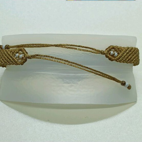 Macrame Bracelet Luxury Limited Edition Gold with Czech Beads new