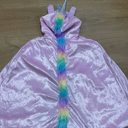 Kids unicorn costume used, pink with colorful fur details